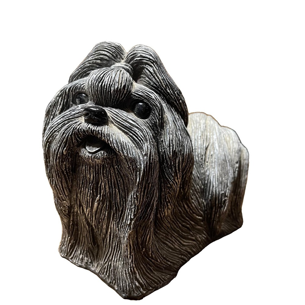 Ocean Bridge Grey Shih Tzu Figurine Hand Painted 6.5" Dog Puppy Animal